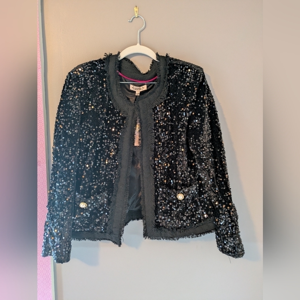 Nanette Lepore L Black Sequin Blazer